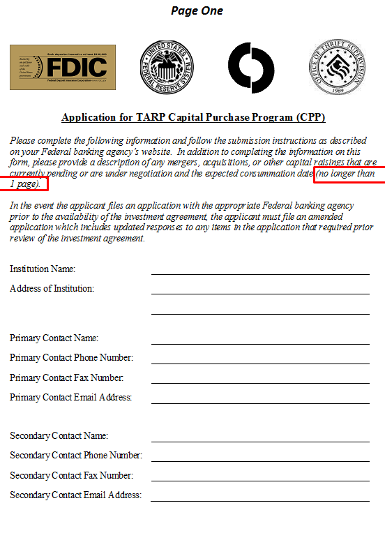 Want Some TARP Money? Sign Here! Seeking Alpha