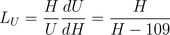 UMM leverage factor: L_U = \frac{H}{U}\frac{dU}{dH} = \frac{H}{H-109}