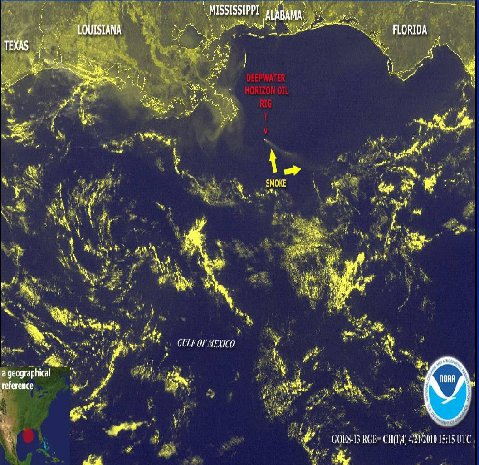 Location of Horizon oil rig in the Gulf of Mexico - NOAA