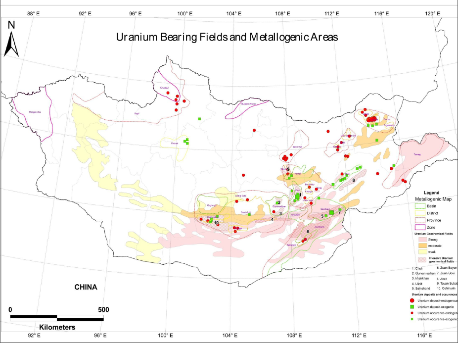 Карта урановых месторождений казахстана