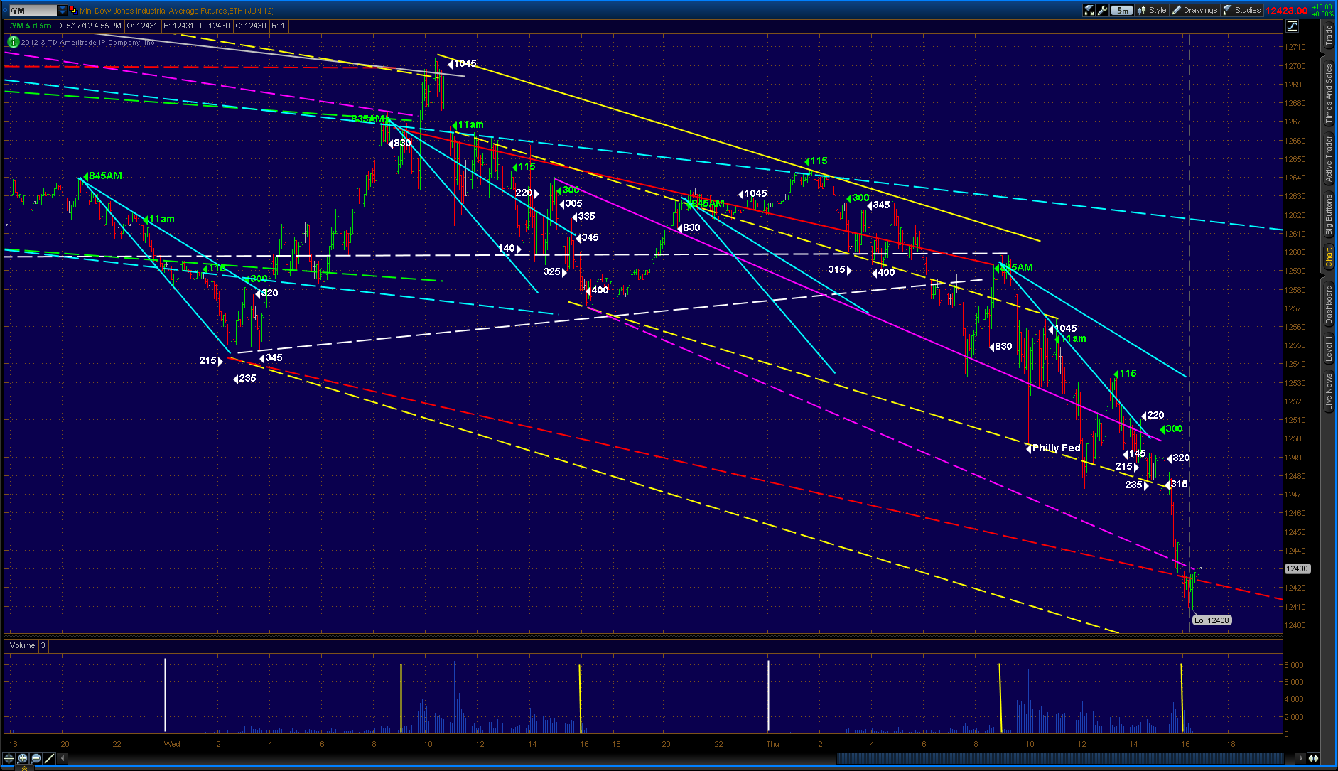 Detailed /YM Chart Analysis Reveals Significant Coordinate Daily