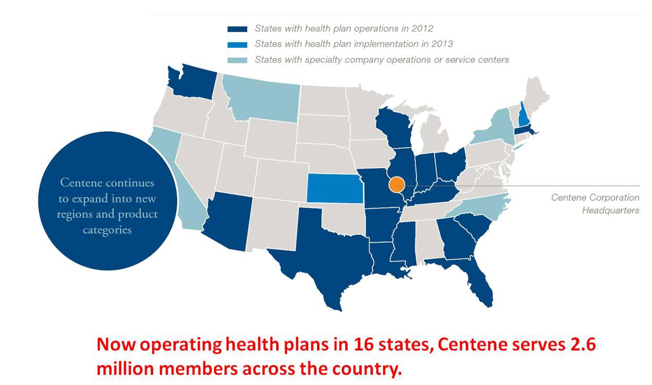what states are centene in