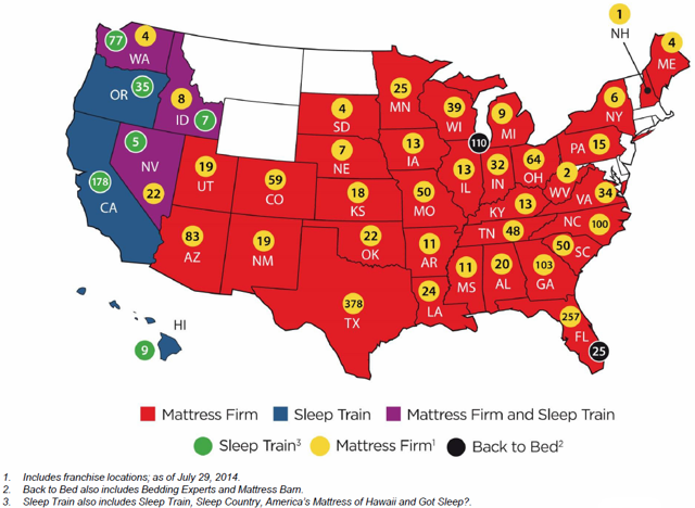mattress firm us map