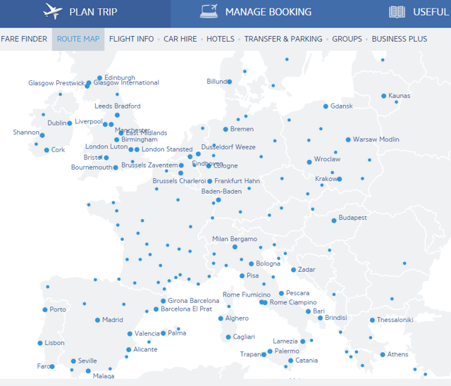 Карта полетов easyjet