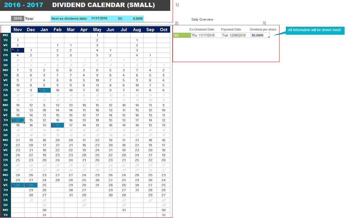 Dividend Ex Dates Calendar - Karin Marlene