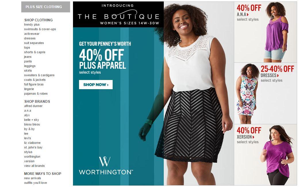 jcpenney plus size clothing