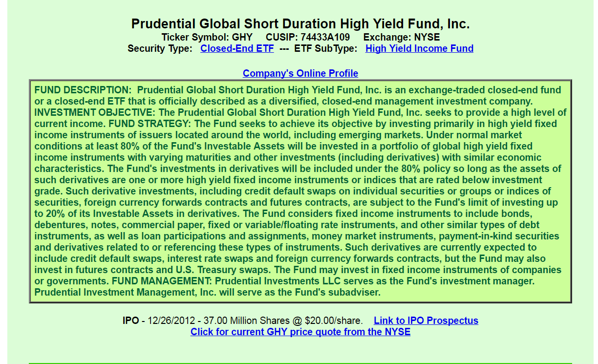 Prudential Global Short Duration High Yield Fund: A Good Or Bad ...