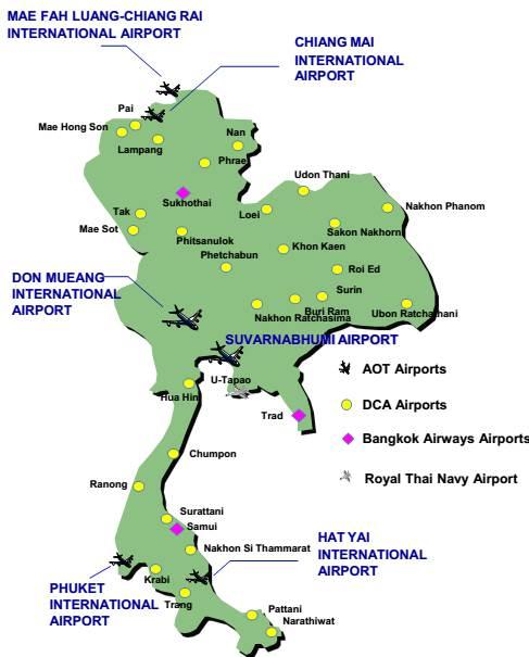 Map Of Thailand Airports Thailand Airport International Airports In 