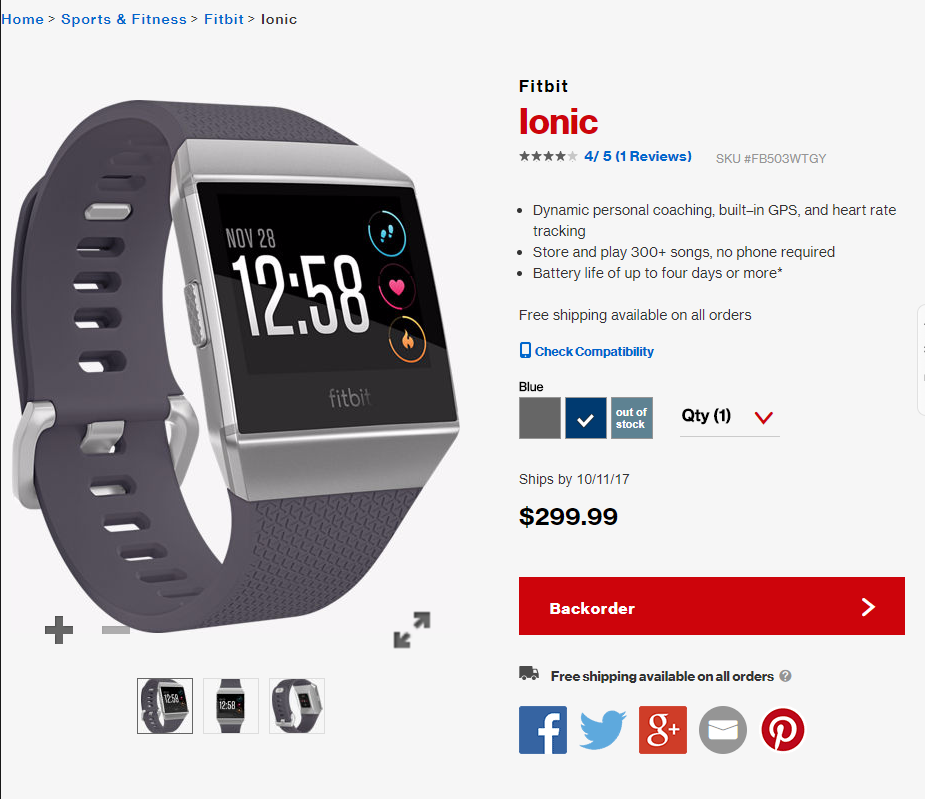 fitbit smartwatch sales