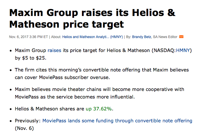 will helios and matheson stock go up