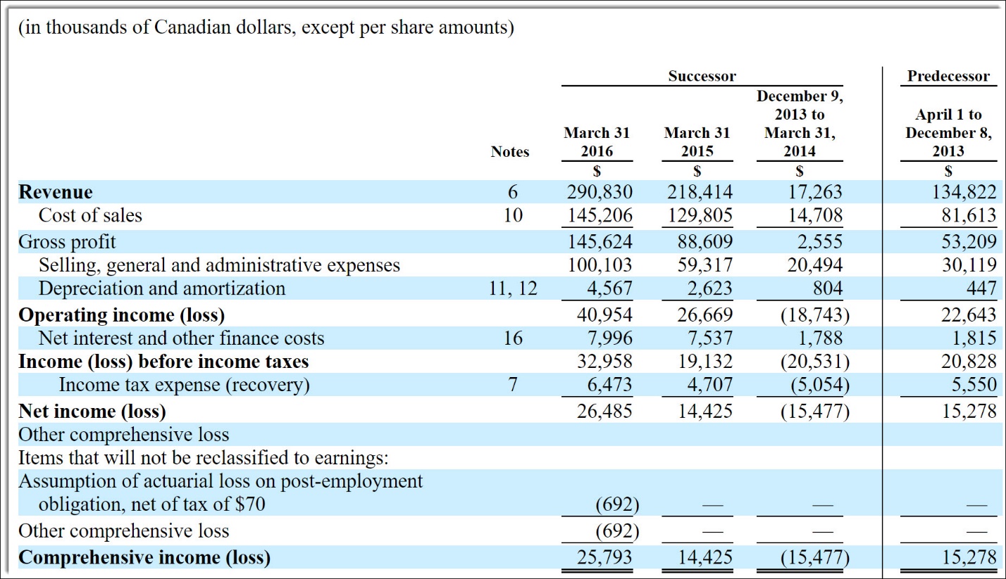 Canada goose 2025 income statement