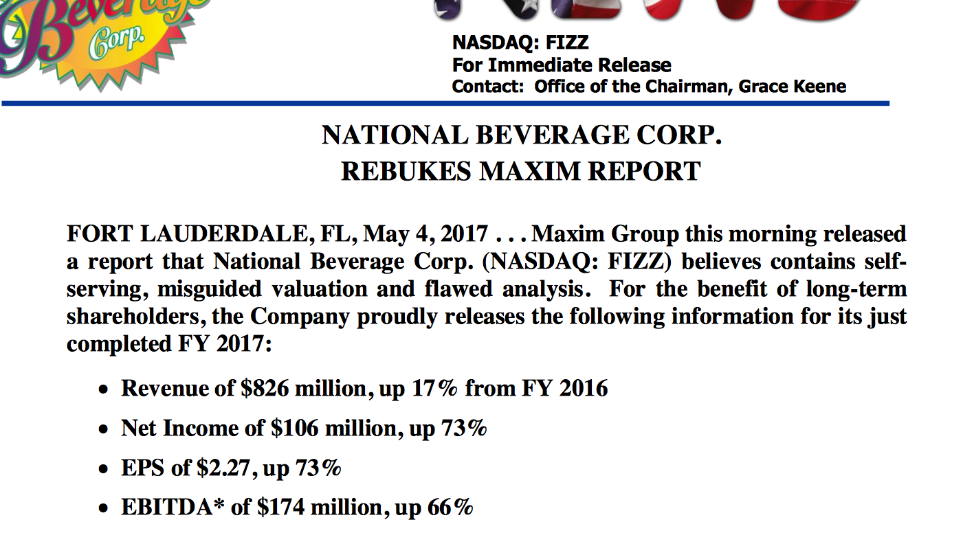National Beverage Corp. Is It Always Sunny In Fort Lauderdale? (NASDAQ