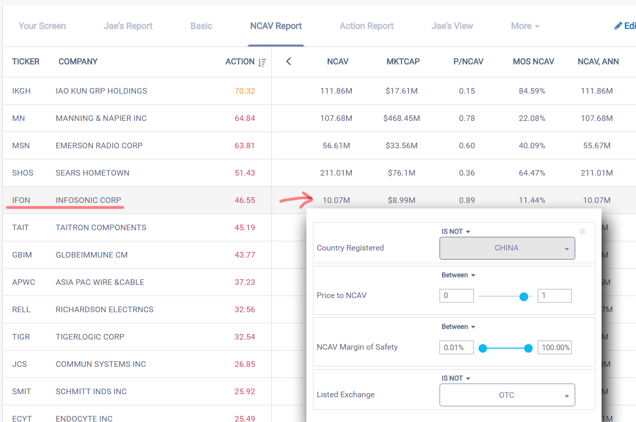 Ncav Screener