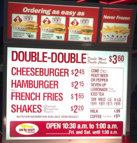 In And Out Burger Menu Texas - Burger Poster