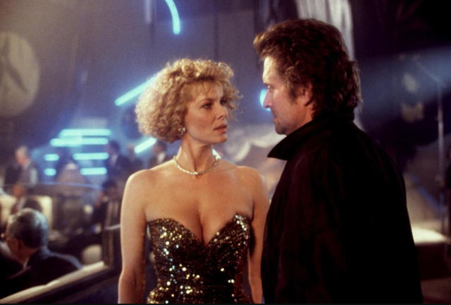 Kate Capshaw and Michael Douglas in Black Rain via Bing. 