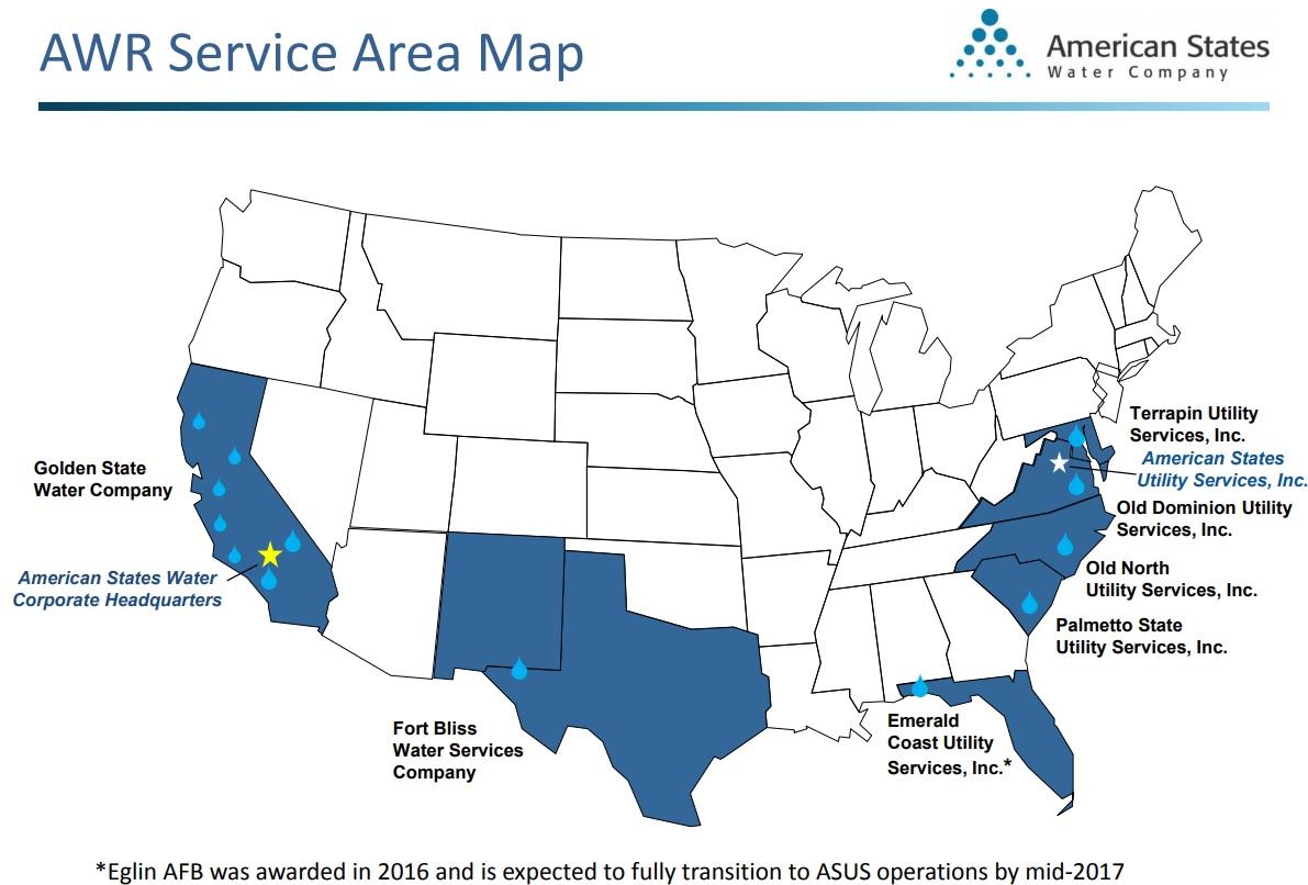 in 2016 approximately 78 of its revenue came from its regulated utilities operations primarily water with the remaining 22 coming from american states in 2016 approximately 78 of its revenue came from its regulated utilities operations primarily water with the remaining 22 coming from american states