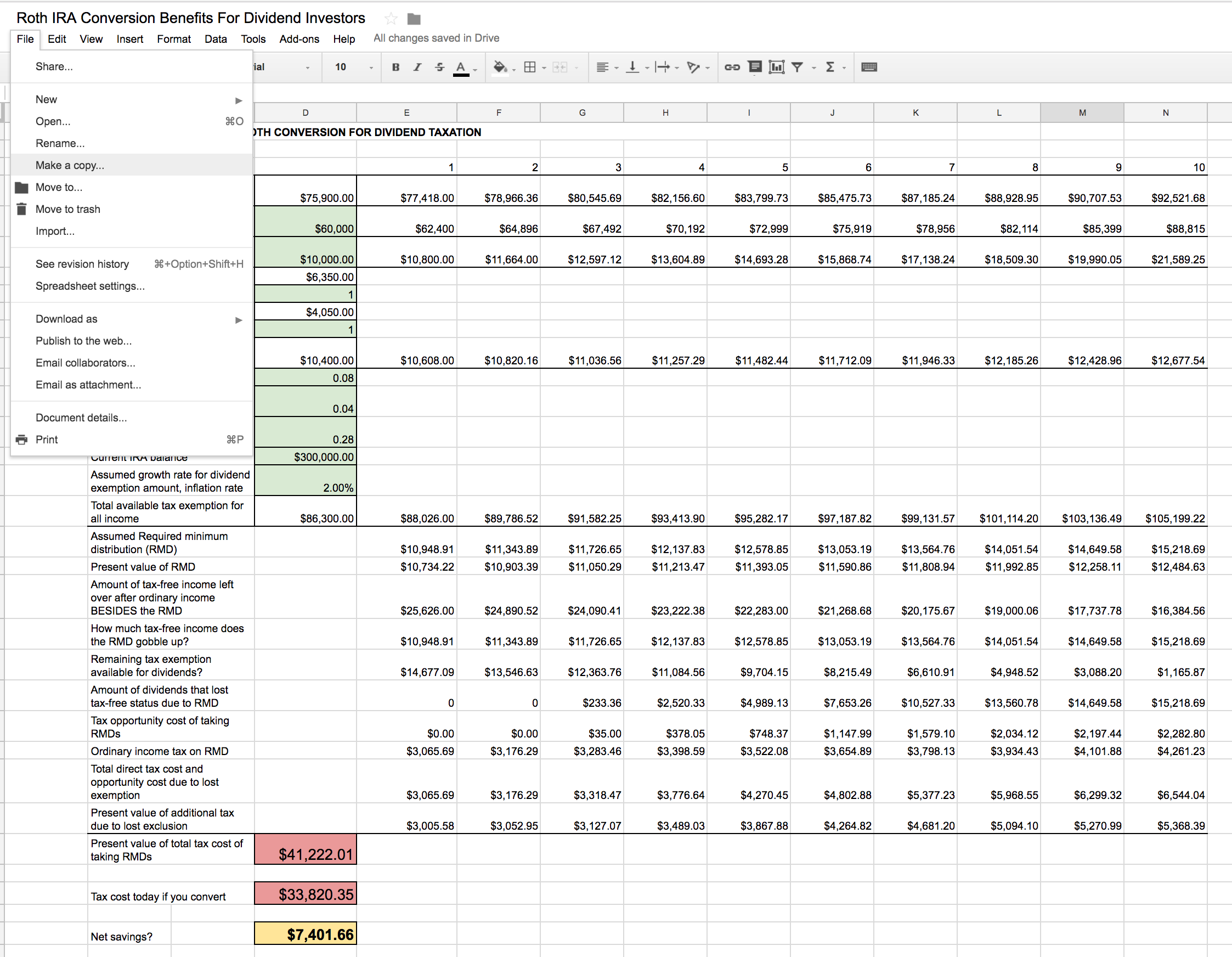 Roth Ira Conversion Spreadsheet