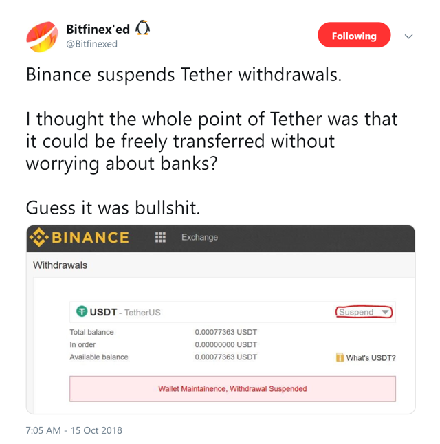 binance tether broken