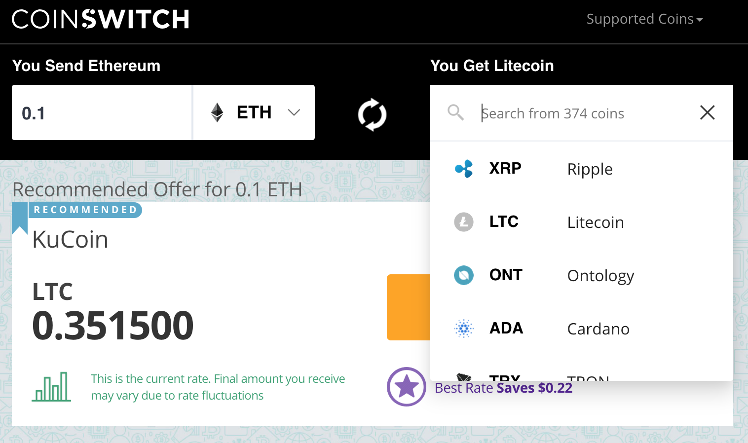 coinswitch crypto prices