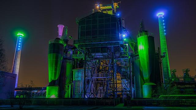 industrial site at night