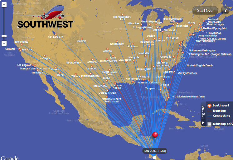 southwest airlines flights map cabo san lucas