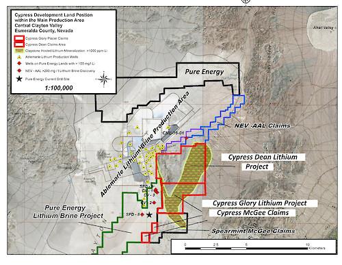 Cypress Dean & Glory Clayton Valley Lithium Project, Nevada Location Map
