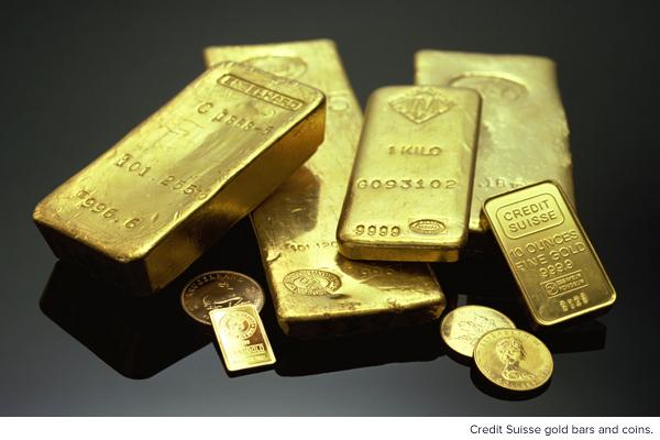 Credit Suisse gold bars and coins