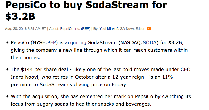 PepsiCo Enhances Healthier Portfolio With SodaStream Acquisition