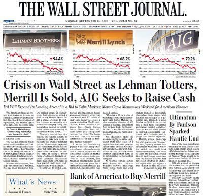 Lehman Totters, Merrill is Sold, AIG Seeks to Raise Cash