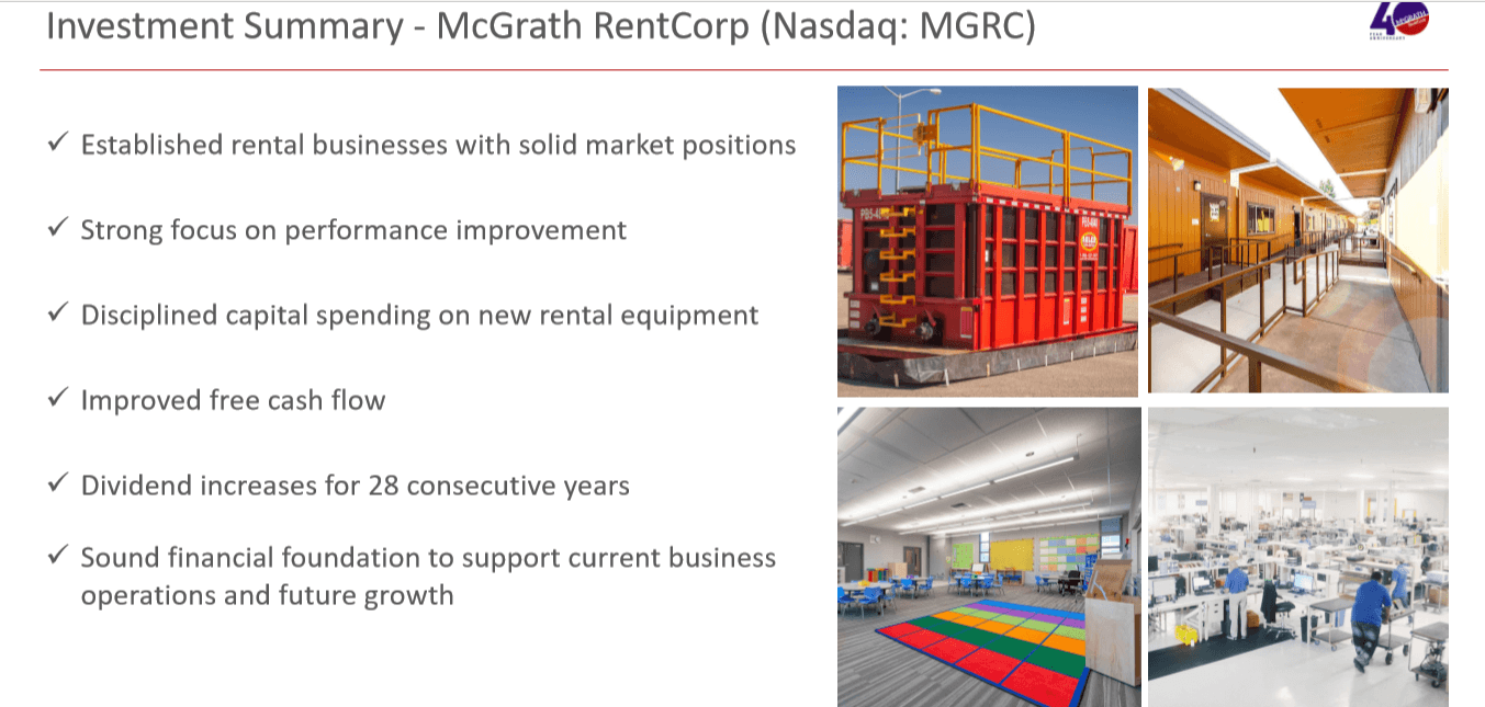 Rationalizing Reinvestment In McGrath RentCorp (NASDAQMGRC) Seeking