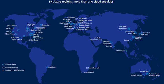 global reach of msft azur