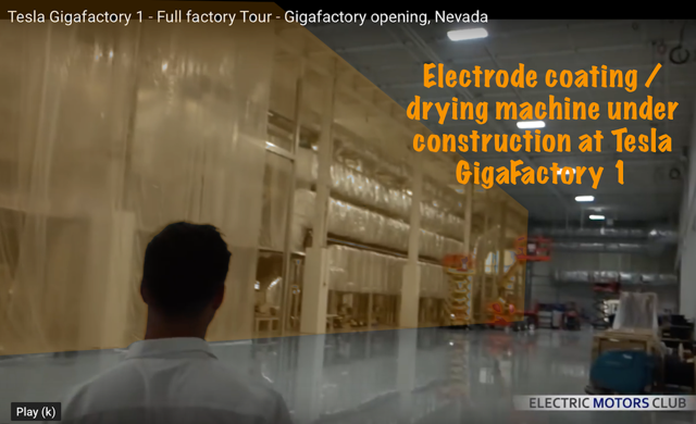 Electrode coating/drying machine under construction at Tesla GF1