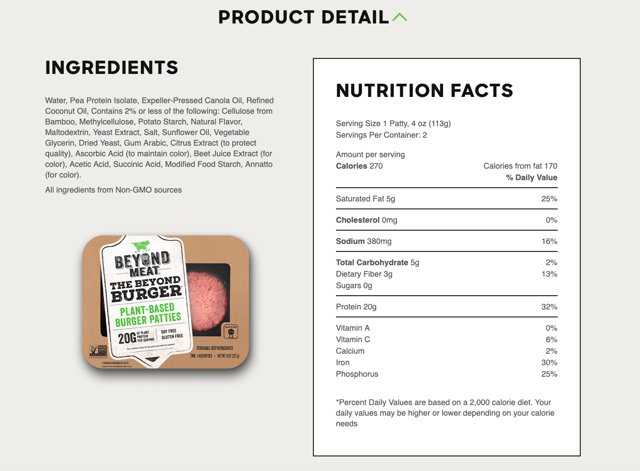 beyond meat ingredients mushroom free