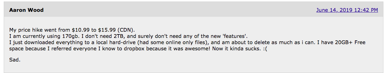dropbox plus price increase