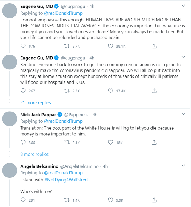 Comments of Trumps tweet