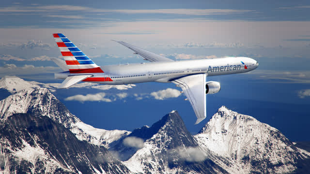 An American Airlines plane in flight
