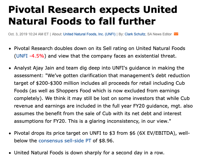 United Natural Foods: A Profit Generating Organism (NYSE:UNFI ...