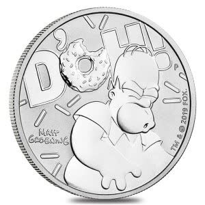 2019 1 oz Tuvalu Homer Simpson Silver Coin .9999 fine Perth Mint Bullion Exchanges
