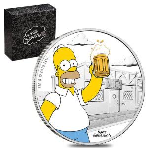 2019 1 oz Tuvalu Proof Homer Simpson Silver Coin (Colorized) .9999 fine Perth Mint Bullion Exchanges