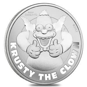 2020 1 oz Tuvalu Krusty The Clown Silver Coin .9999 fine Bullion Exchanges Perth MInt