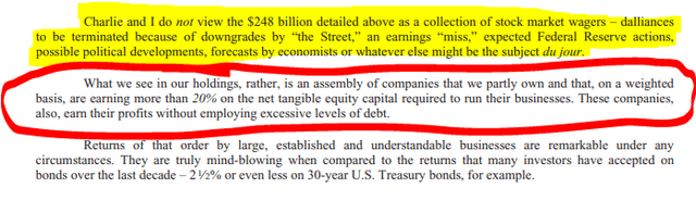 Berkshire’s stock portfolio strategy - Source: Berkshire Hathaway 2019 Annual Report