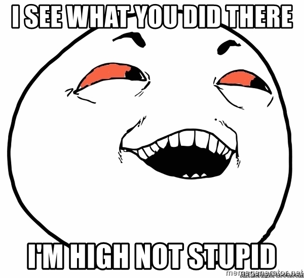 I see what you did there I'm high not stupid - High I see what you did there | Meme Generator