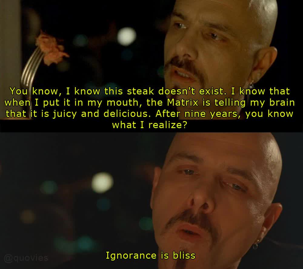 The Matrix, 1999 Ignorance is bliss | Matrix quotes, Movie quotes, 1999 quotes