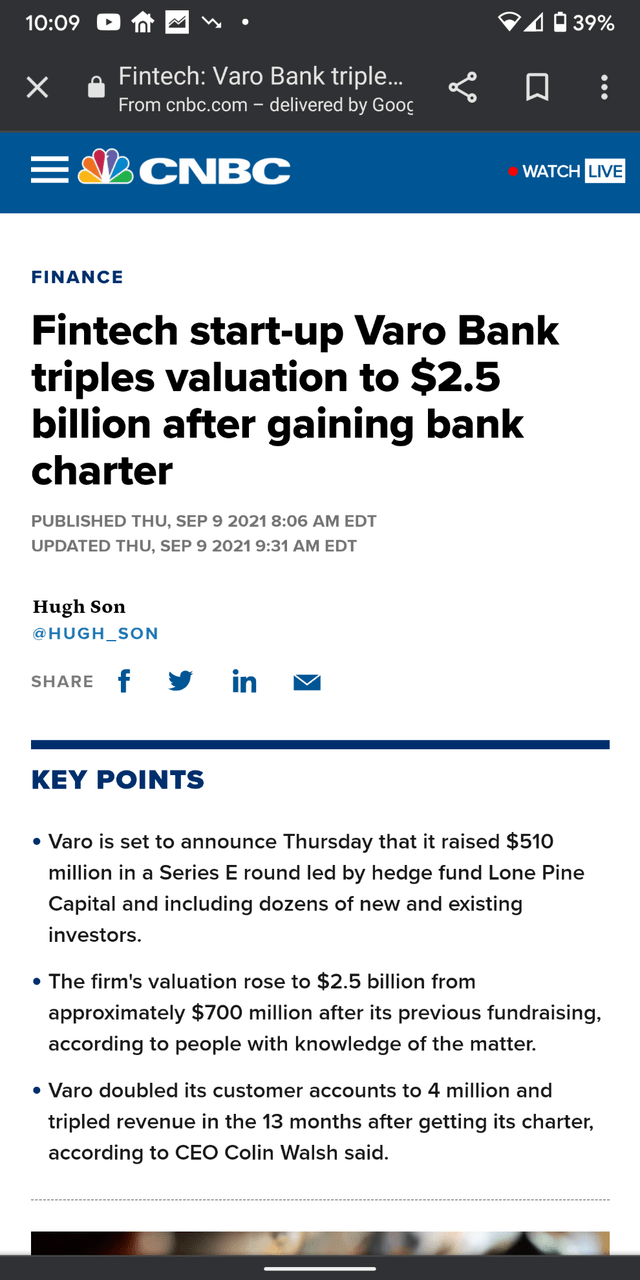 Varo Bank valuation