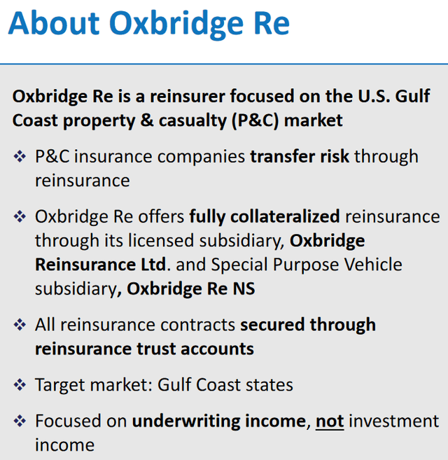 About Oxbridge Re