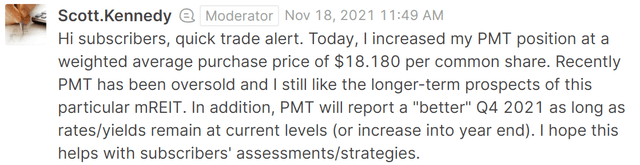 Scott Kennedy trade alert on Seeking Alpha