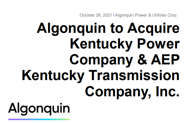 Algonquin Power & Utilities to acquire Kentucky Power and AEP Kentucky Transmission
