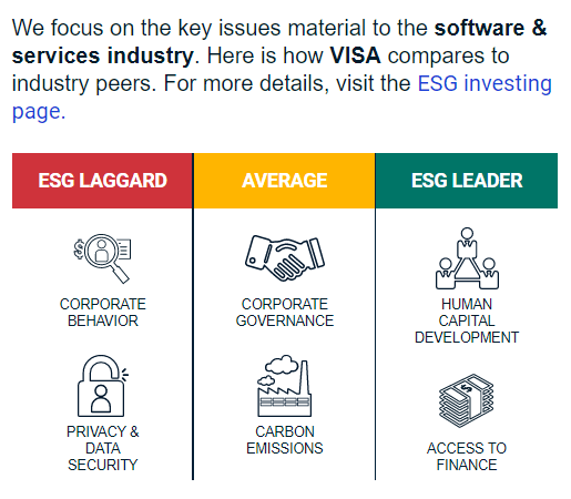 Visa vs peers ESG rating