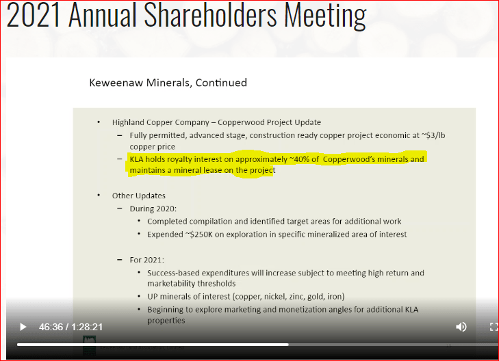 Keweenaw Land Association(KEWL) Liquidated Timber Assets Leave Royalty