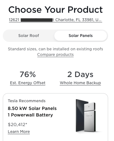 Tesla Energy System Quote 11/30/2021